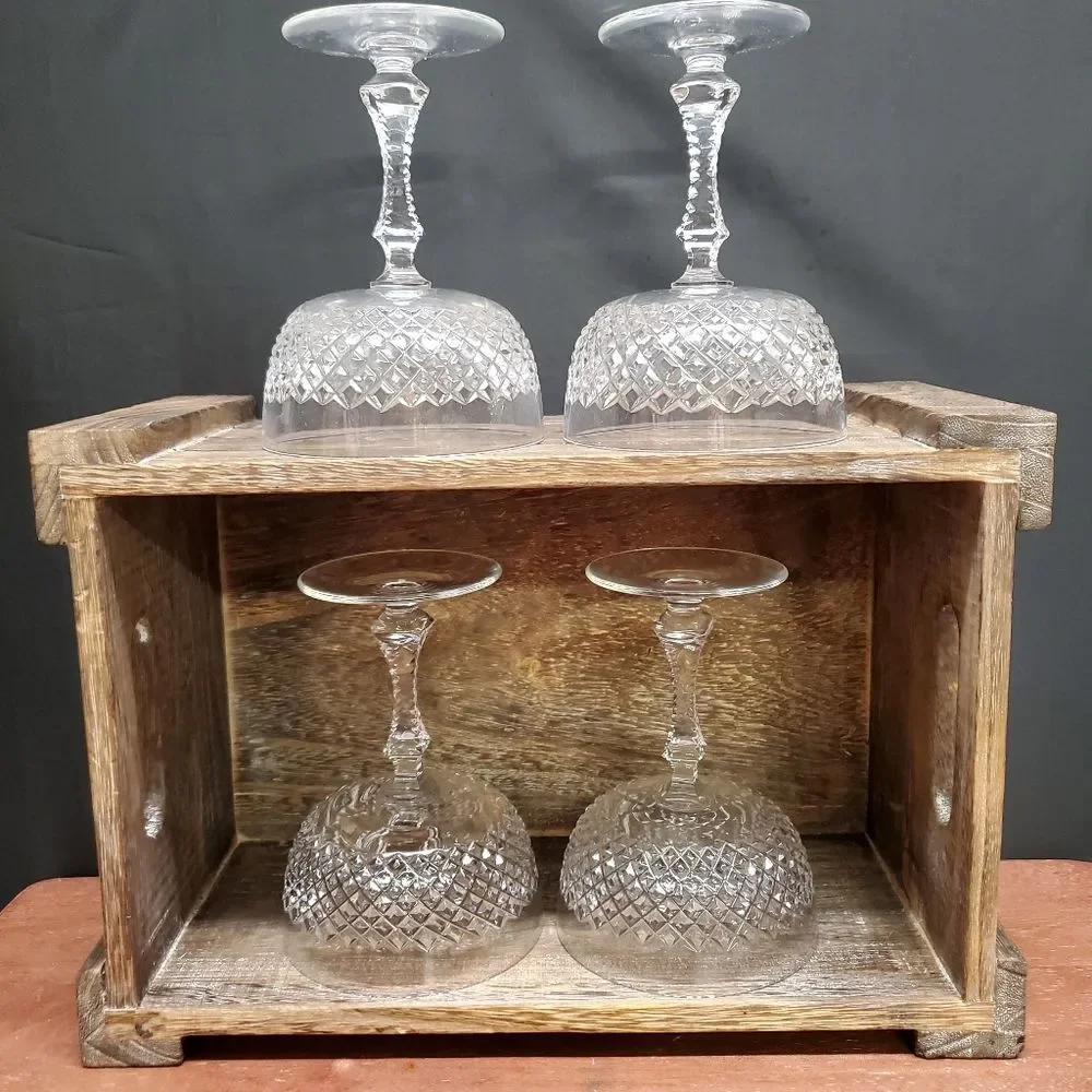 Vintage PARMA by Josair Diamond Cut Stemware Champagne Sherbet Glasses